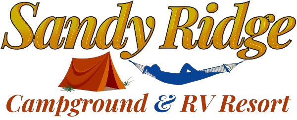 58dfaec6-ad26-4d0c-9797-bbe8e276c57b_removalai_preview Sandy Ridge Campground and RV Resort logo featuring a tent and hammock, ideal for outdoor enthusiasts and family camping.